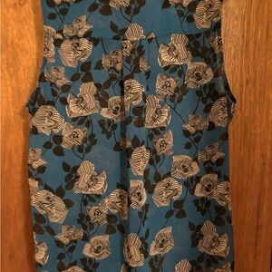 Sleeveless Floral Print Women’s Top in Teal Blue